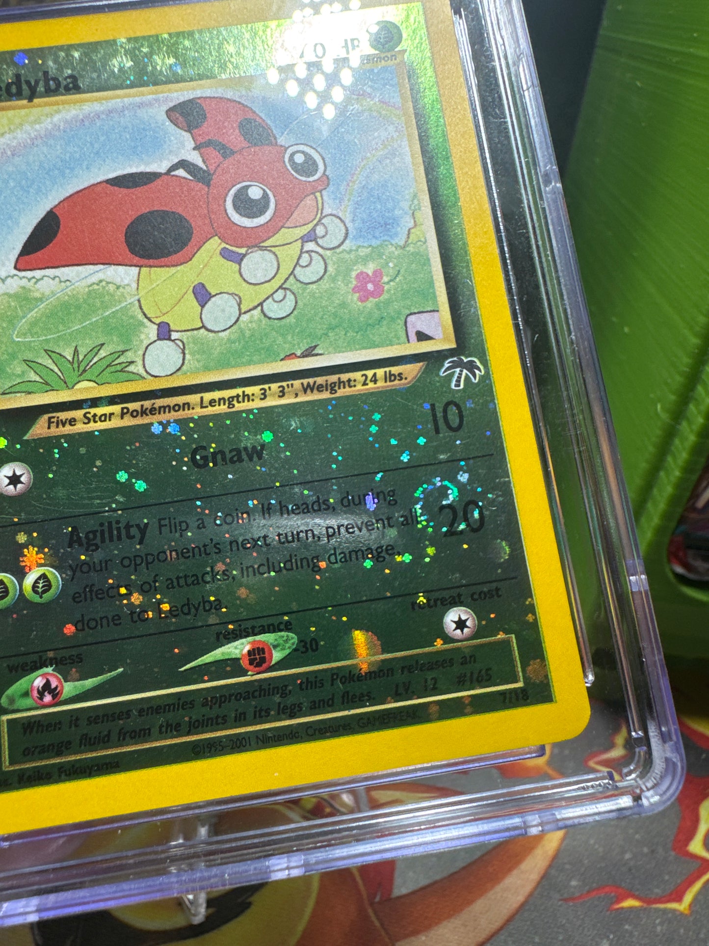 CGC 7 Ledyba Pokemon 2001 Southern Island 7/18 Reverse Holo (SWIRL)