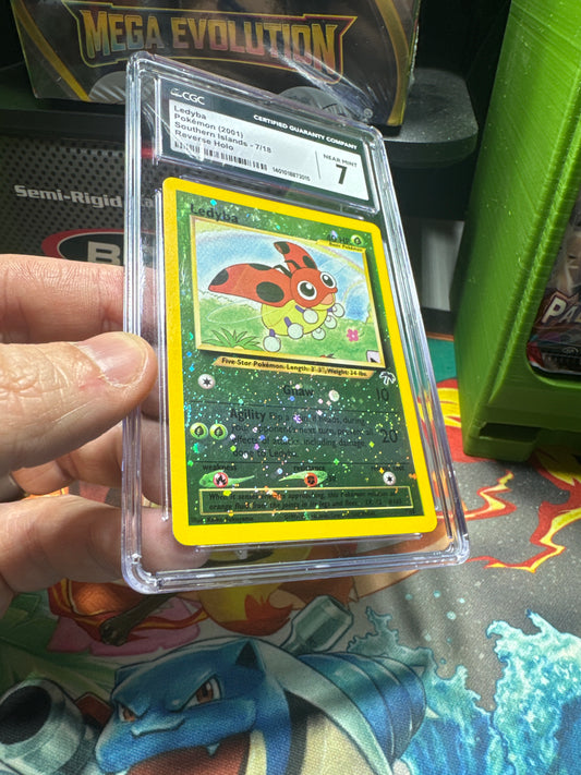 CGC 7 Ledyba Pokemon 2001 Southern Island 7/18 Reverse Holo (SWIRL)