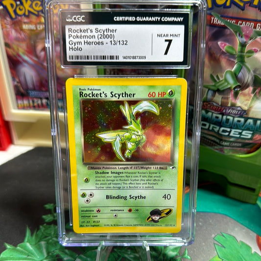 CGC 7 Rocket's Scyther 13/132 Gym Heroes - Unlimited Holo Rare | English