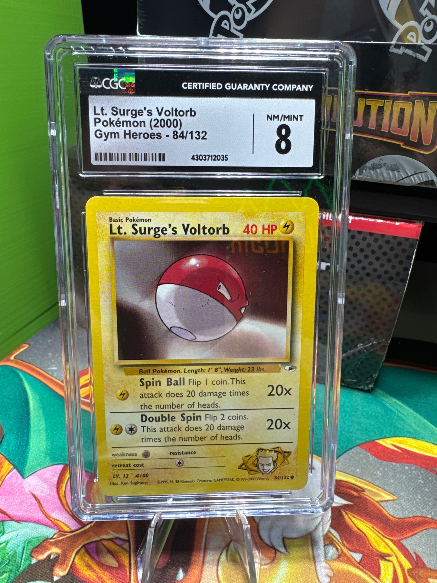 CGC 8 Lt. Surge’s Voltorb Pokémon 2000 Gym Heroes 84/132