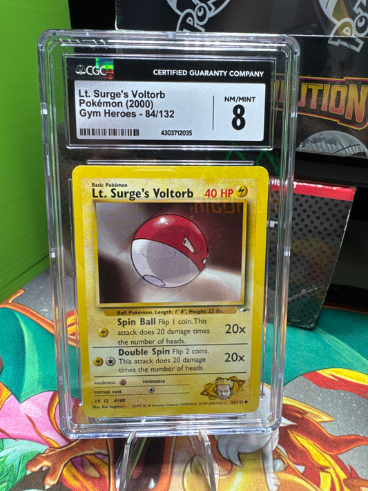 CGC 8 Lt. Surge’s Voltorb Pokémon 2000 Gym Heroes 84/132