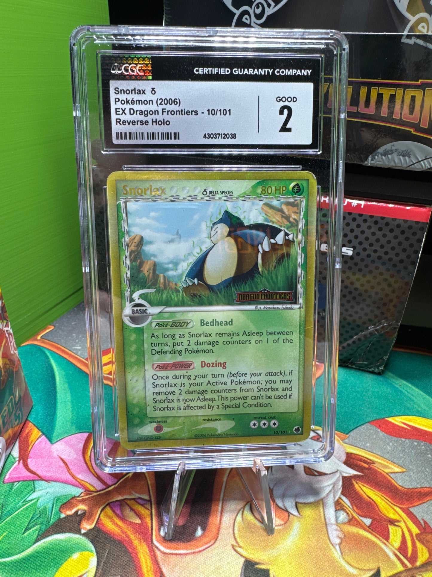 CGC 2 Snorlax Pokemon 2006 EX Dragon Frontiers 10/101 Reverse Holo