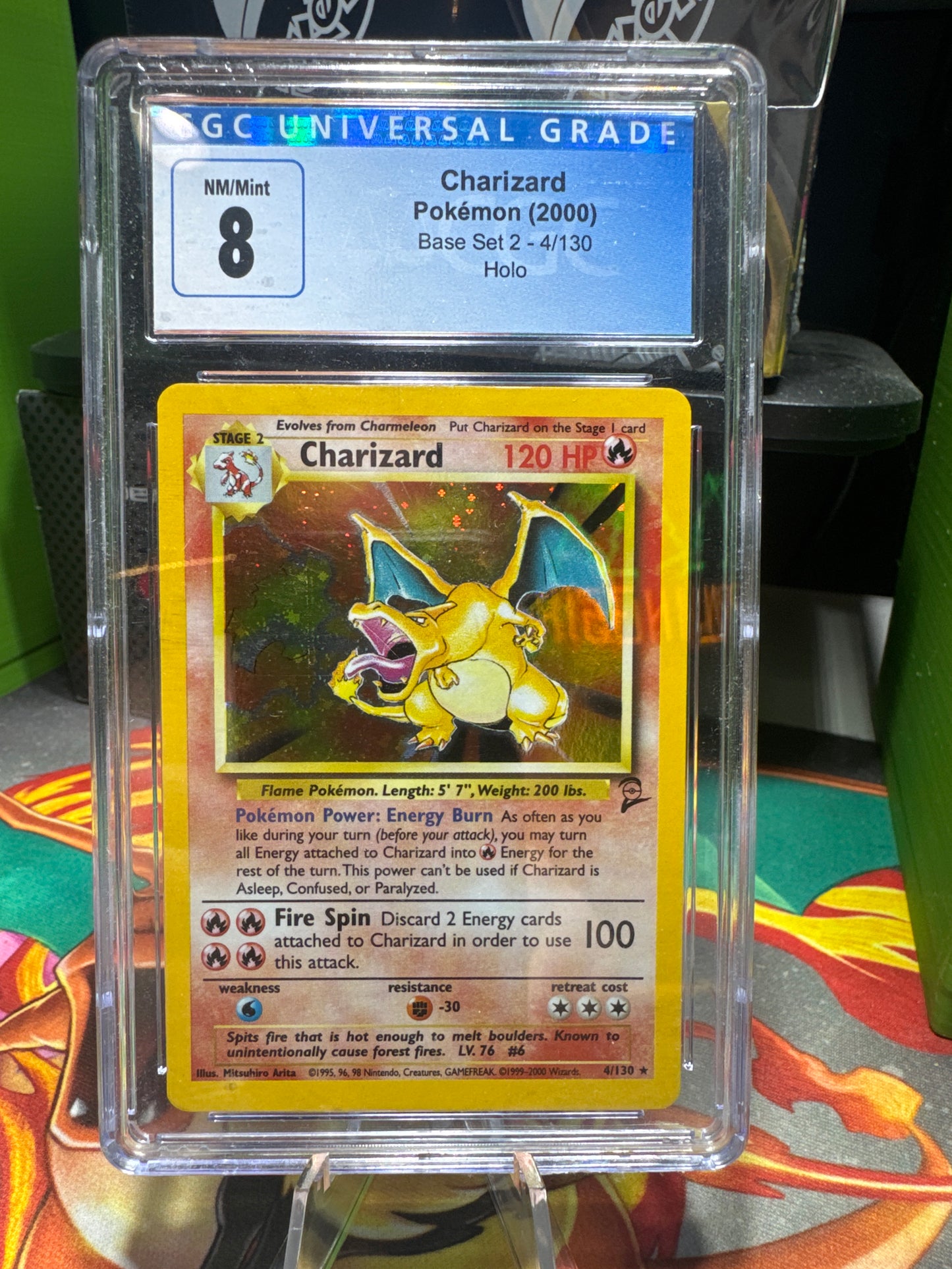 CGC 8 Charizard Pokemon 2000 Base Set 2 4/130 - Holo