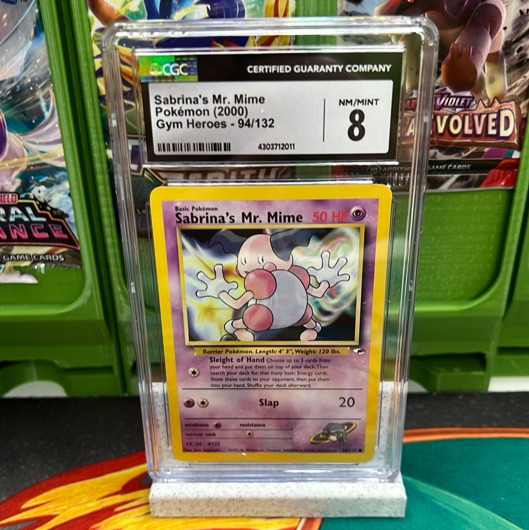 CGC 8 Sabrina's Mr. Mime 94/132 Gym Heroes